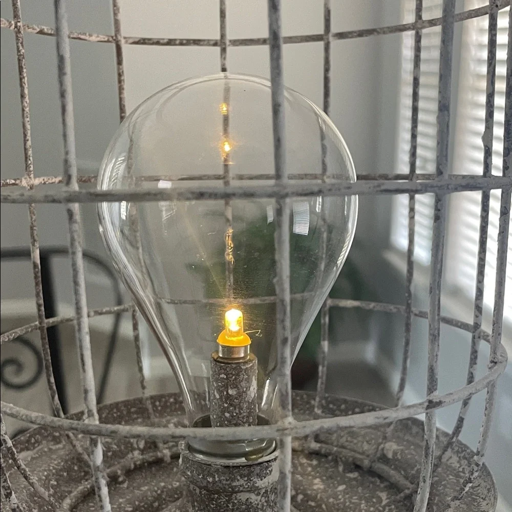 Farmhouse Rustic Gray Cage Lamp